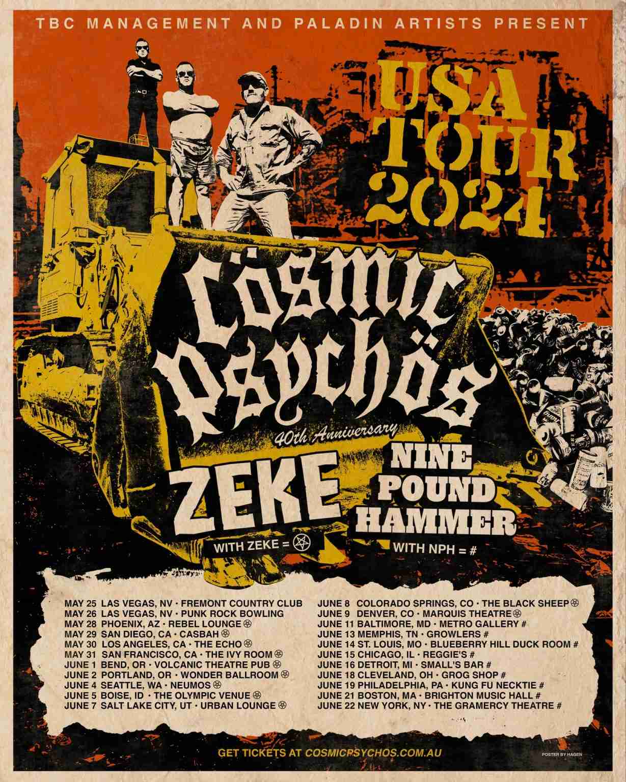 NEWS: Cosmic Psychos Announce US Tour With Zeke & Nine Pound Hammer